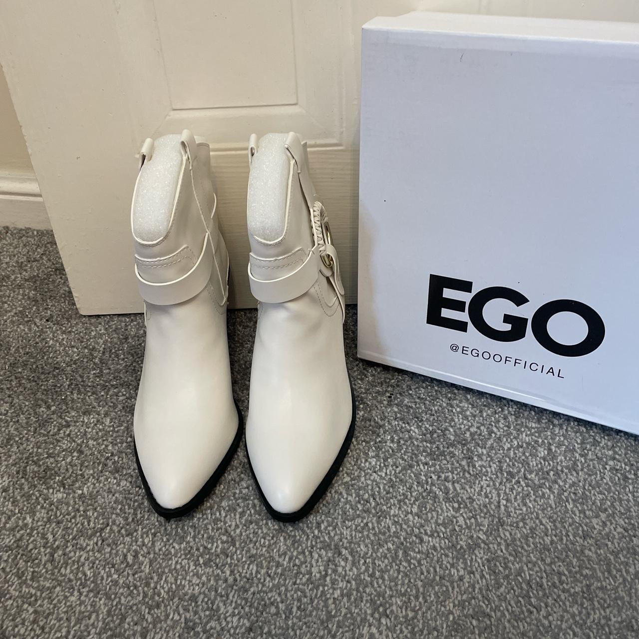 Ego white cowboy style ankle boots Size 6 . Heel... Depop