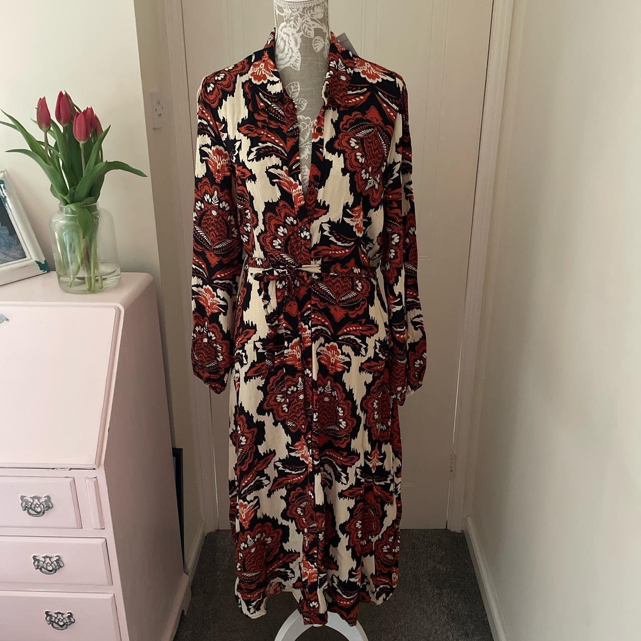 Tesco abstract Kraft print maxi shirt dress Button. Depop