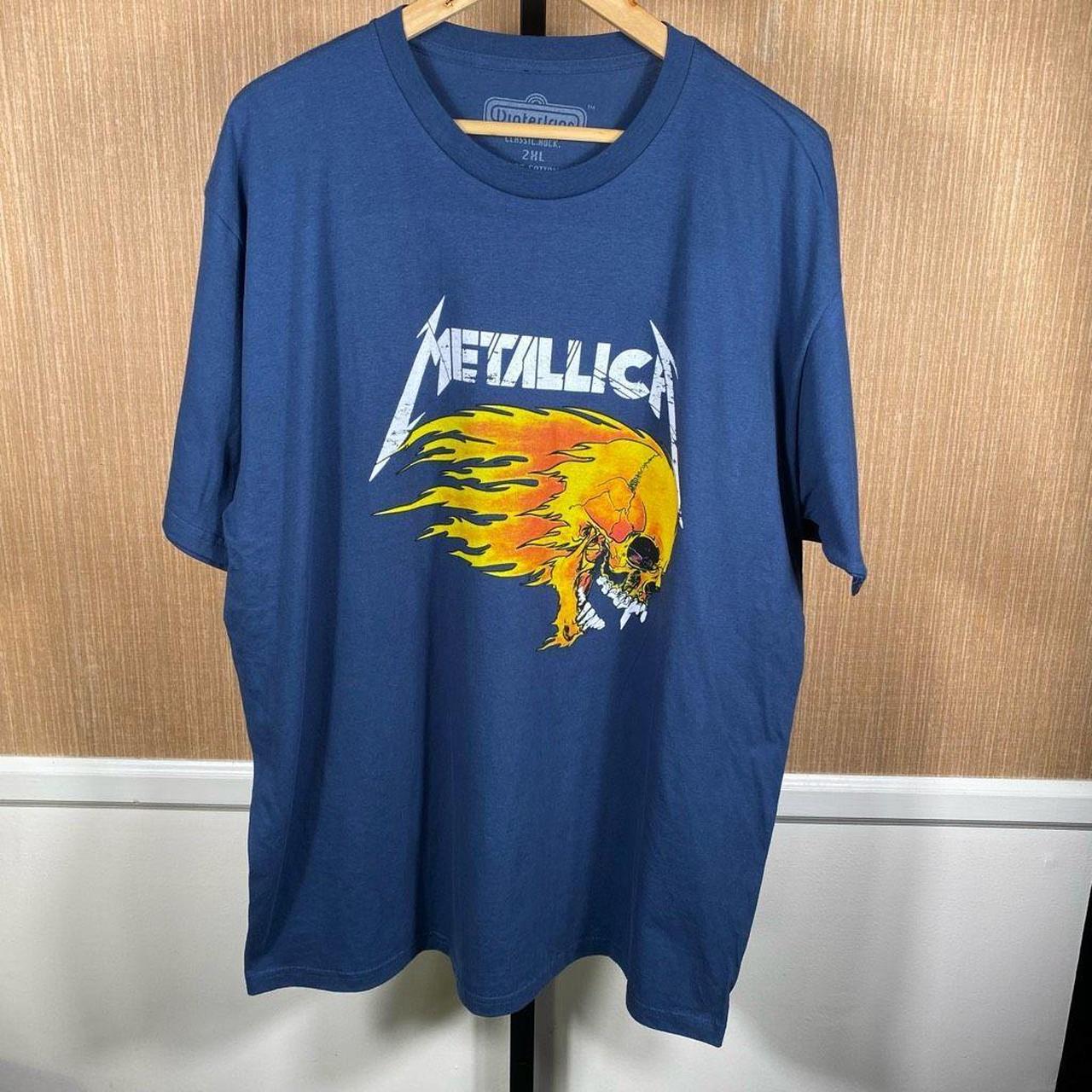 Metallica flaming skull t clearance shirt