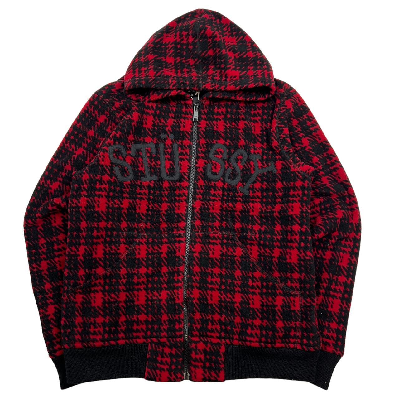 00s STUSSY zip hoodie　M　オレンジ　ロゴ総柄　リブ入り s-l400.jpg