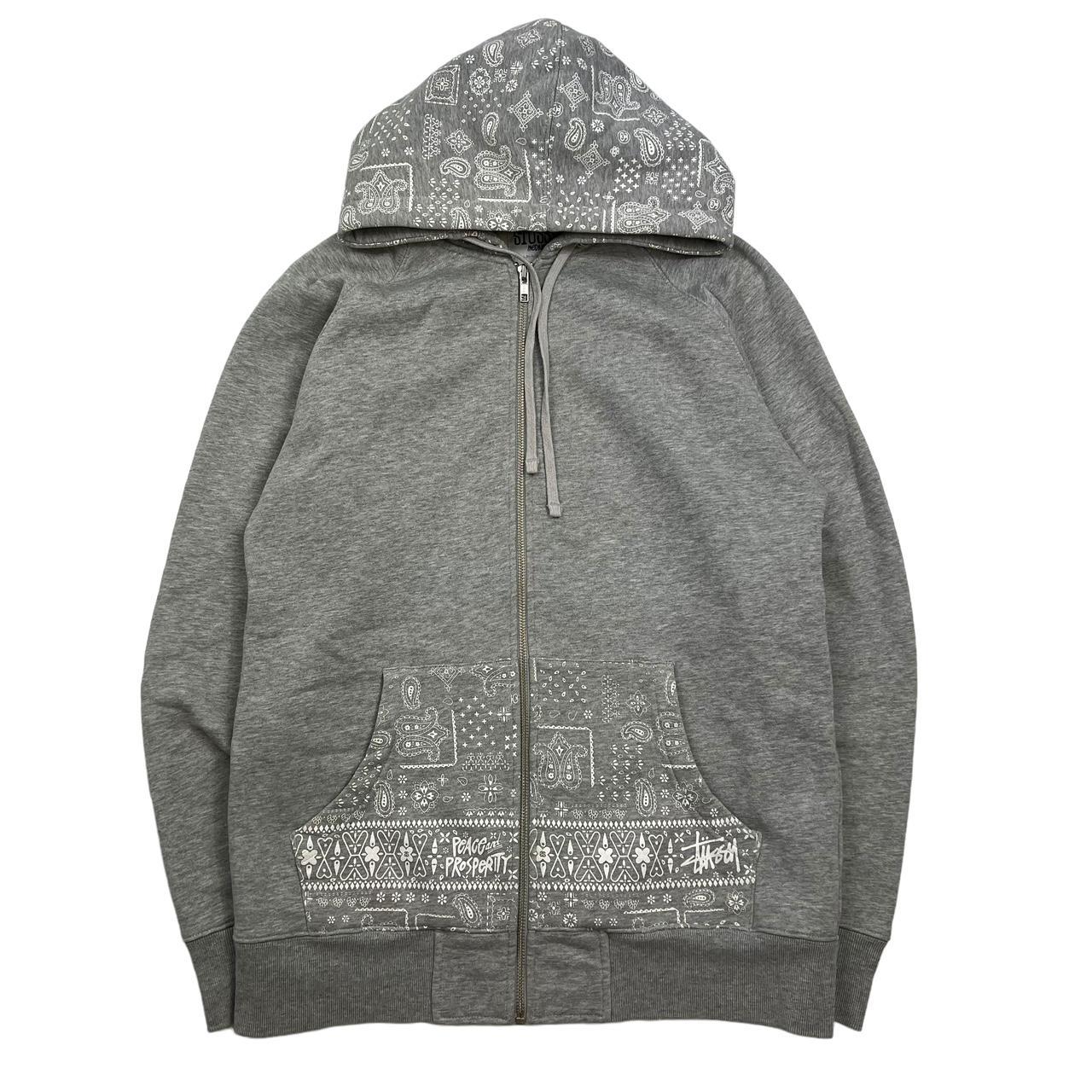 トップス 00s old stussy design hoodie Vintage 00s Cotton Plain Grey Stussy Hoodie - Medium – Domno