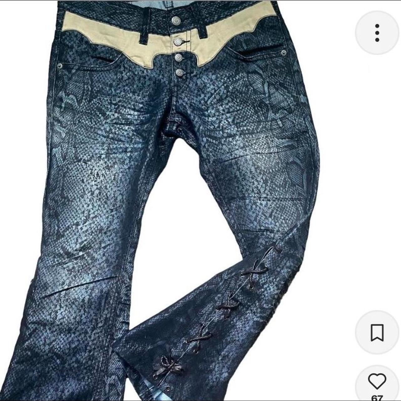 パンツ Tornado mart flare denim pants snake Tornado Mart Snakeskin Imprint Lace-Up Flared Jeans – Paroxa