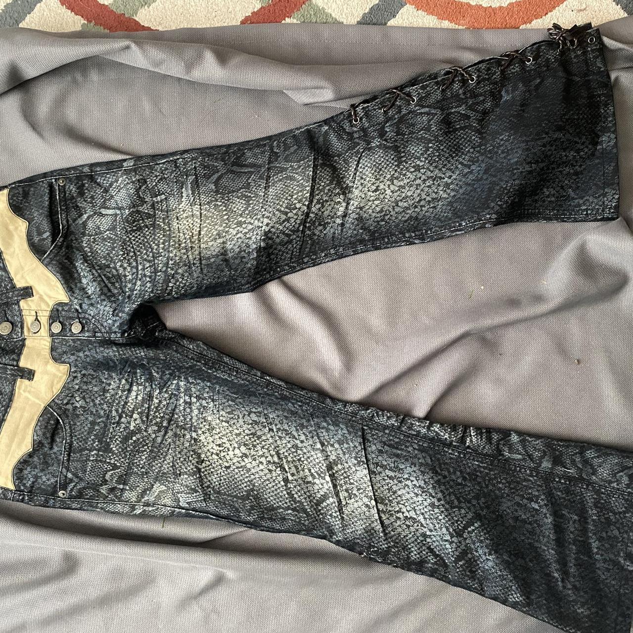 Tornado Mart Jeans Lace-up flare denim with snake | Depop