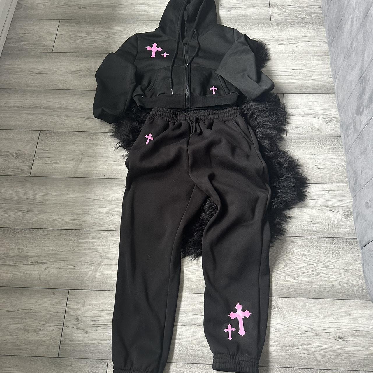 Pink cross tracksuit , worn once would fit 10/12💕 Depop