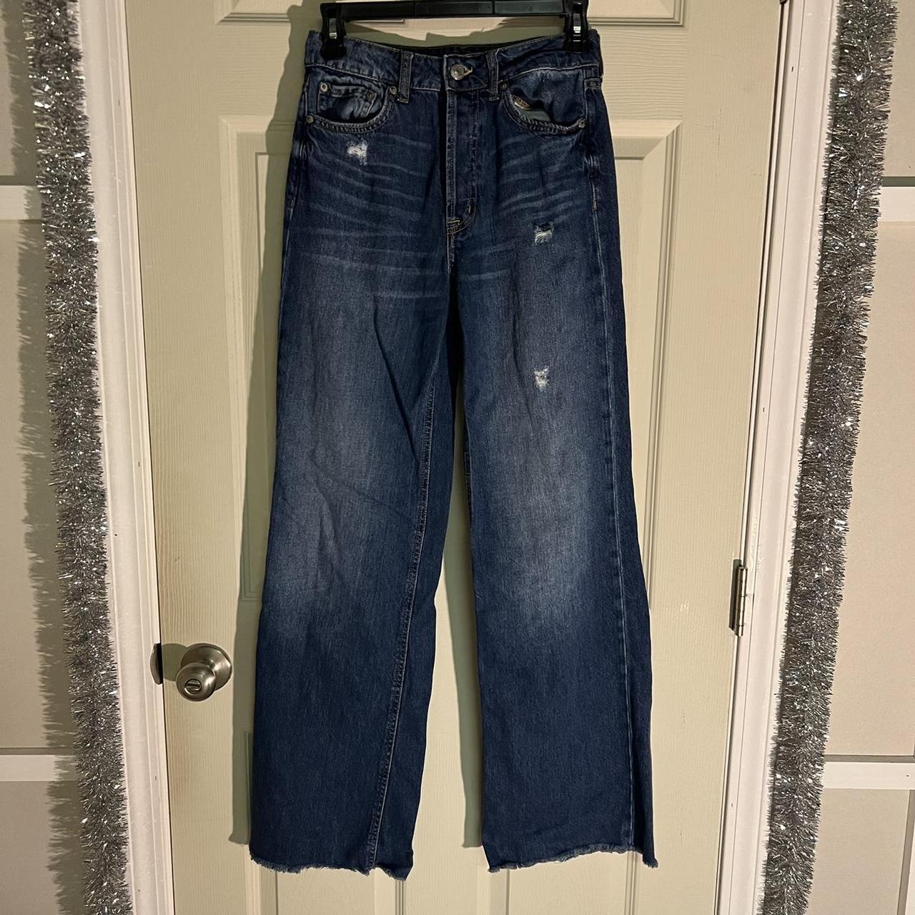 Aero Ripped High Rise Wide Leg Jeans Size Depop