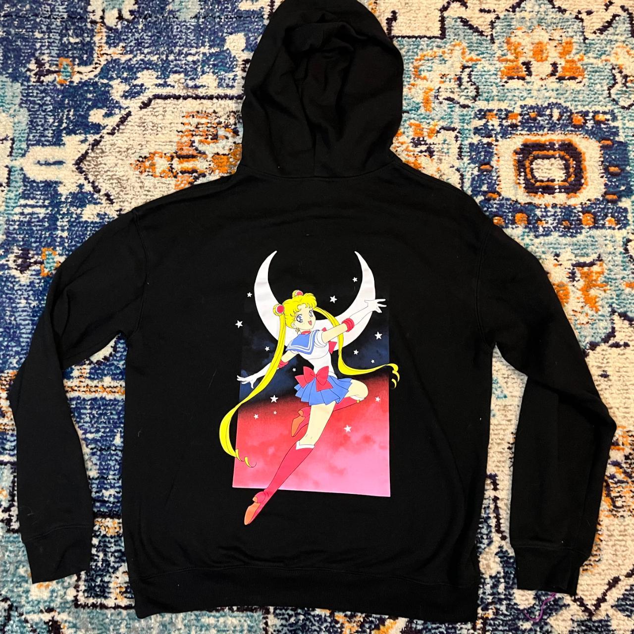 Sailor Moon Anime sweatshirt; model is 5'8