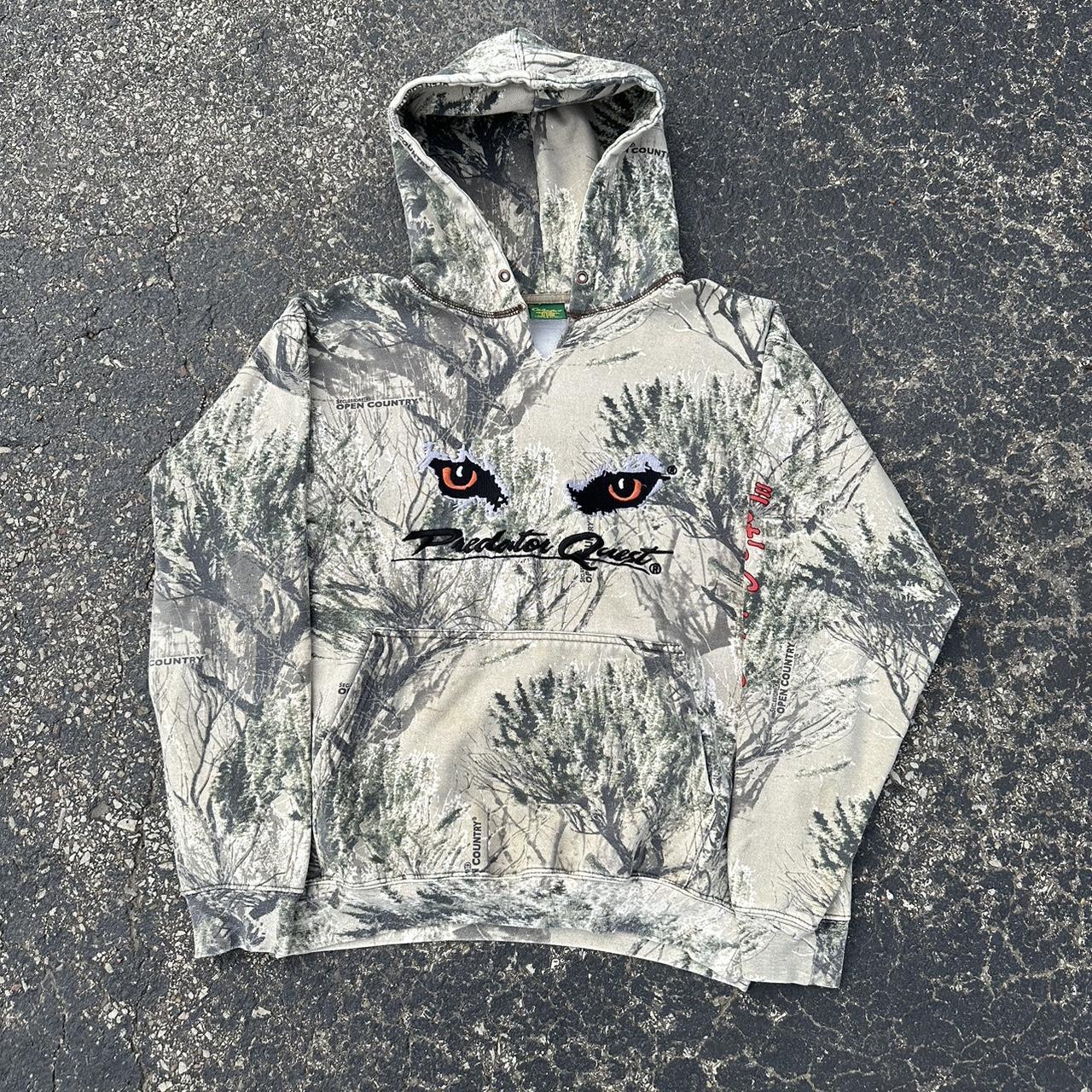 y2k cabelas predator quest camo hoodie tagged... Depop