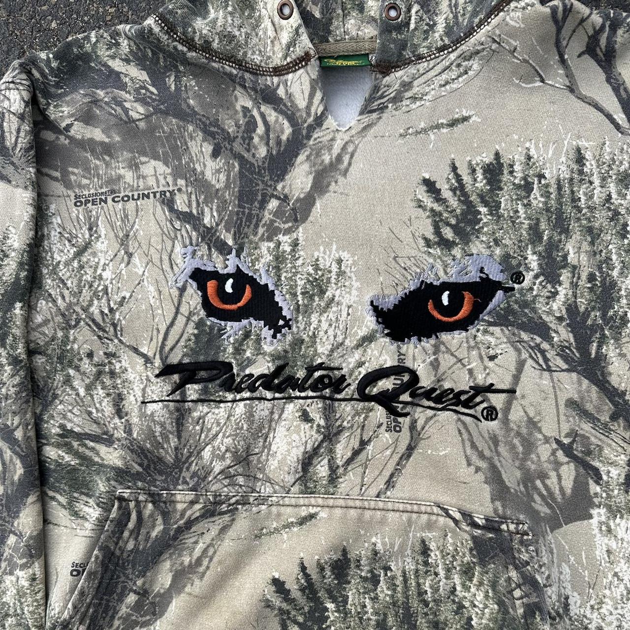 y2k cabelas predator quest camo hoodie tagged... Depop