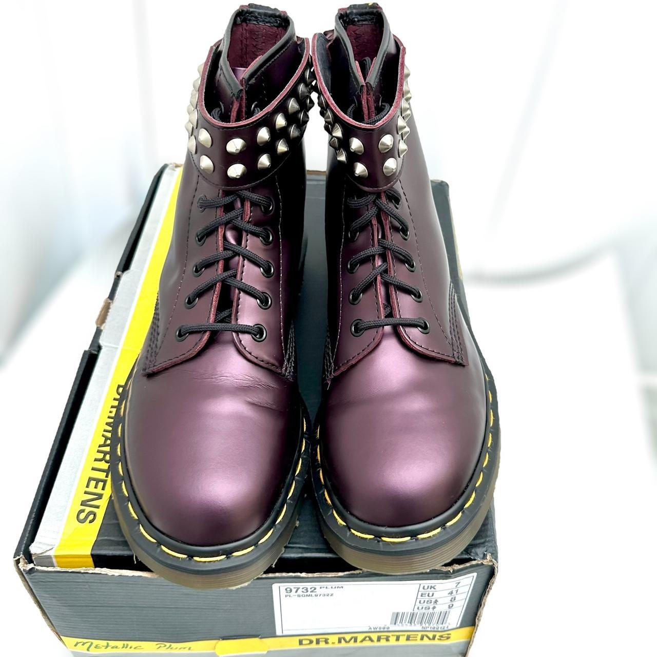 Vtg UK7 MIE Dr. Martens 9732 Plum Purple Shimmer