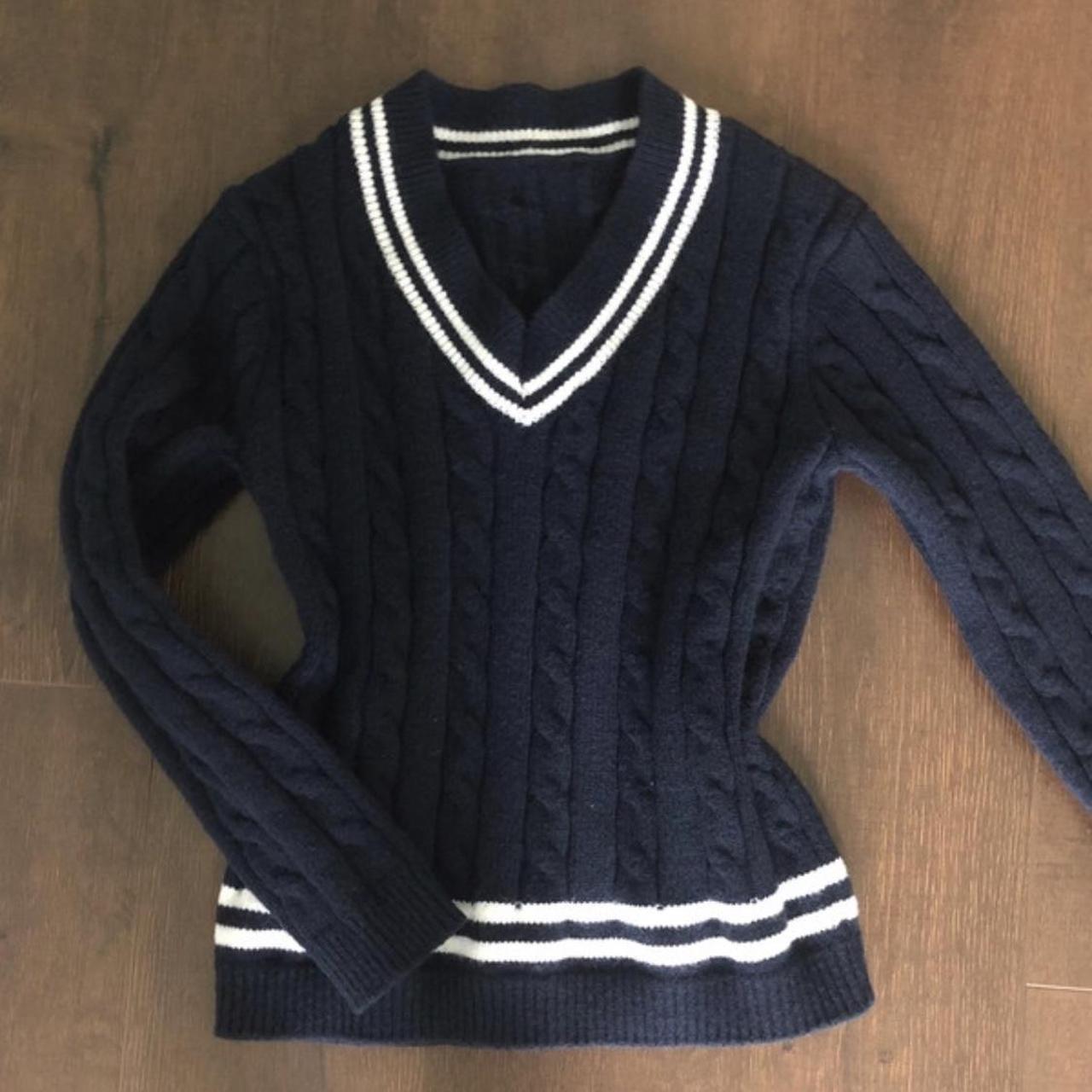 vintage navy wool sweater 100% wool, don’t know the... - Depop