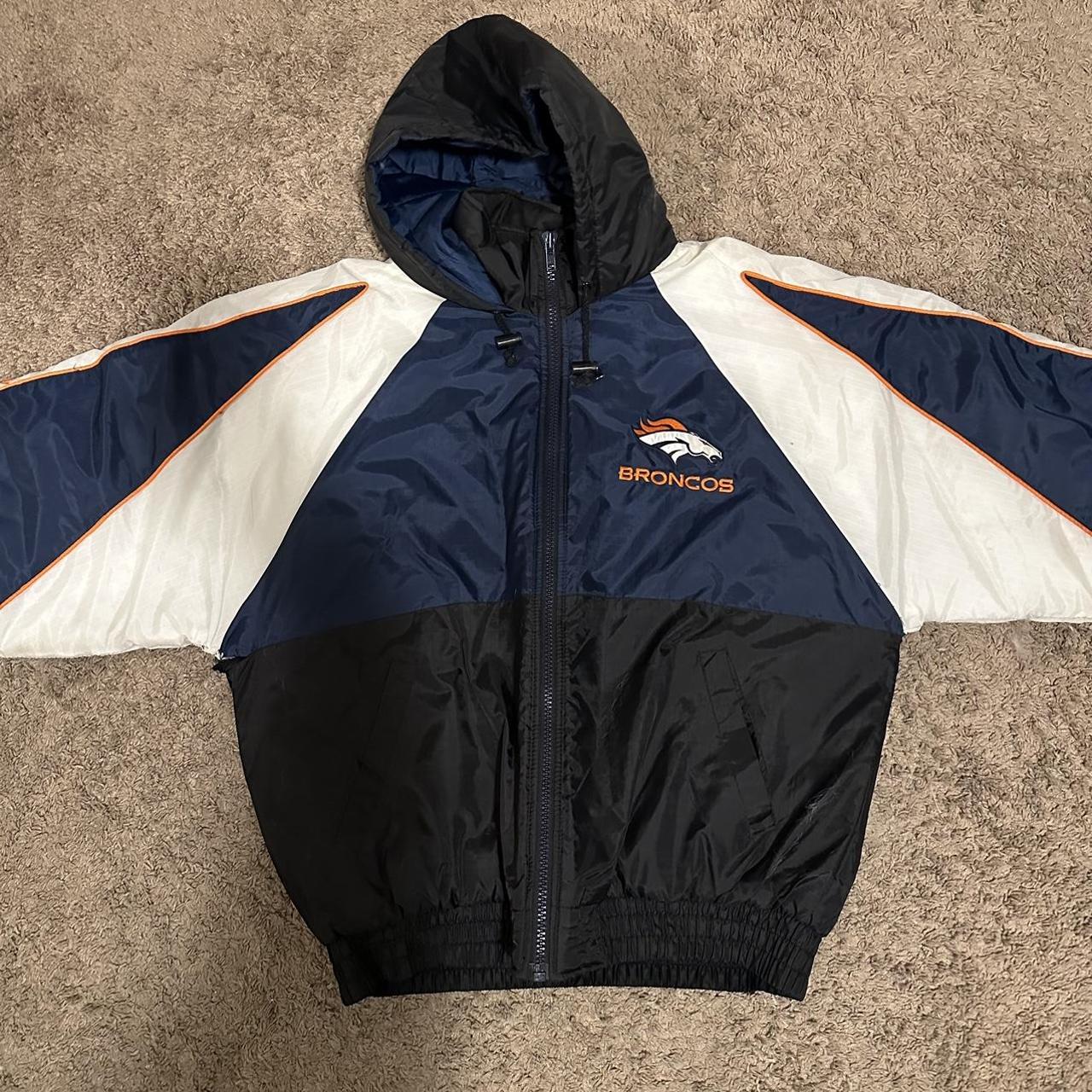 Vintage Pro Player Denver Broncos Jacket Men’s Size Large Orange Blue