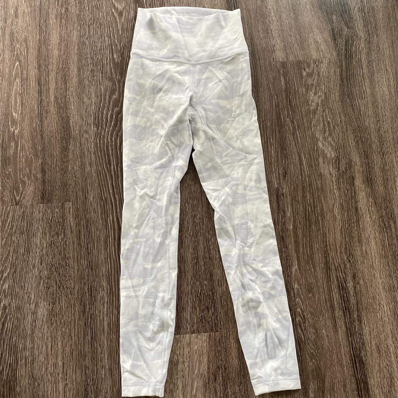 Lululemon white camo leggings Size 2, 25in Worn - Depop