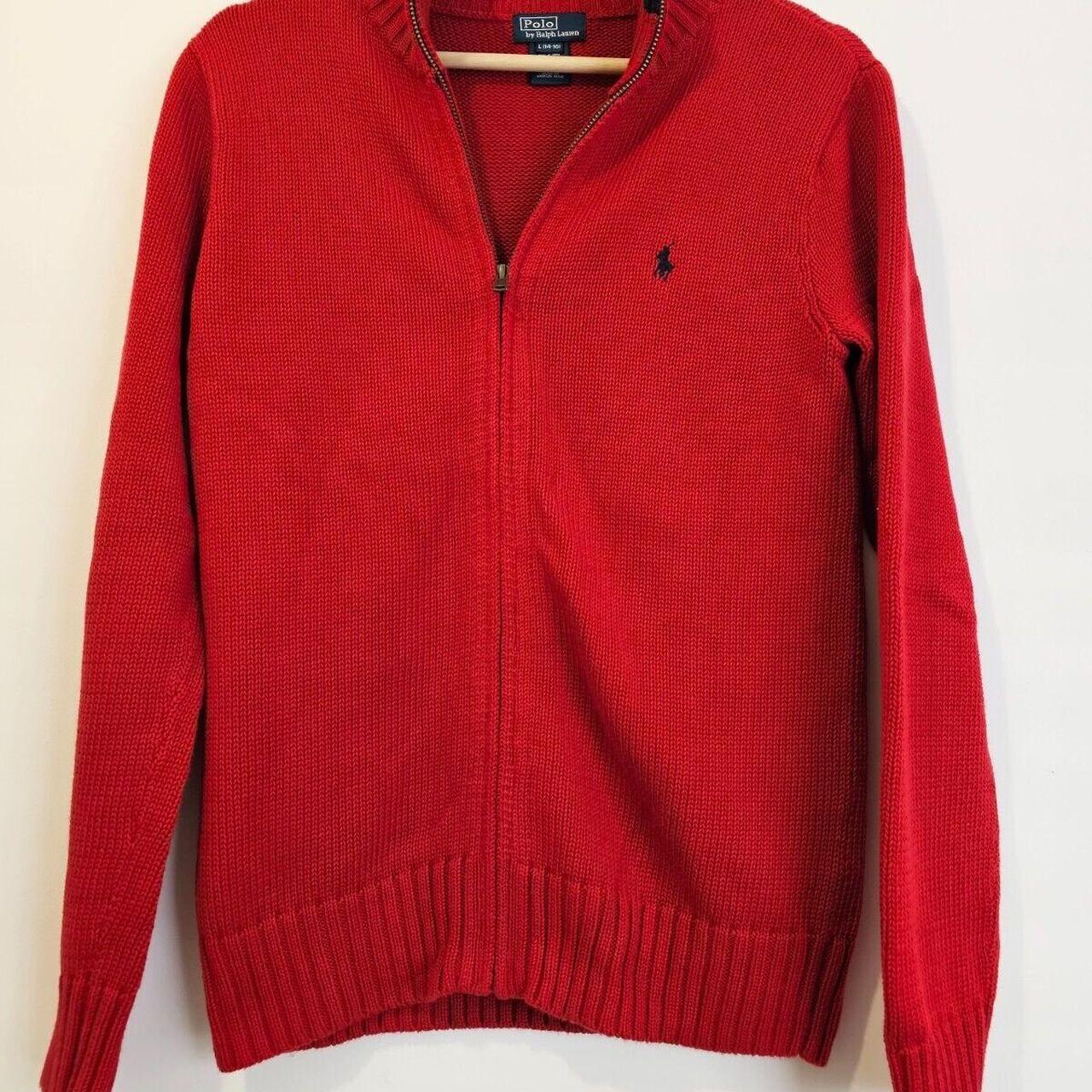 Polo Ralph Lauren Zip Sweater Womens Large 14-16 Red... - Depop
