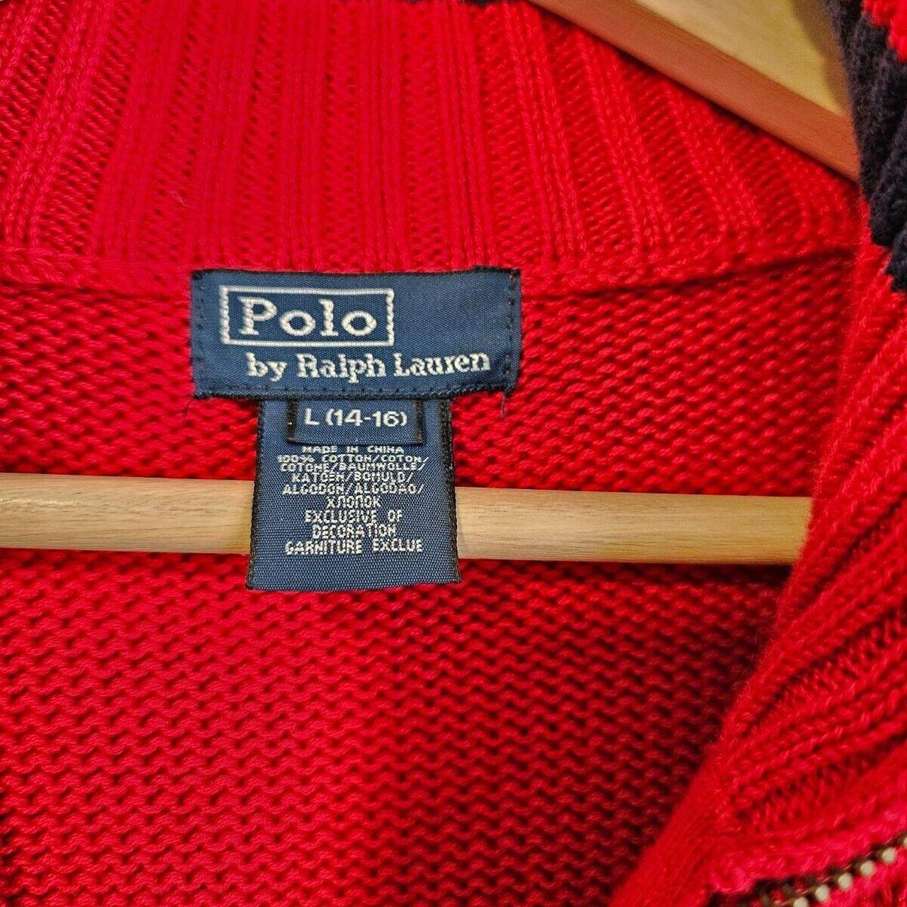 Polo Ralph Lauren Zip Sweater Womens Large 1416 Red... Depop
