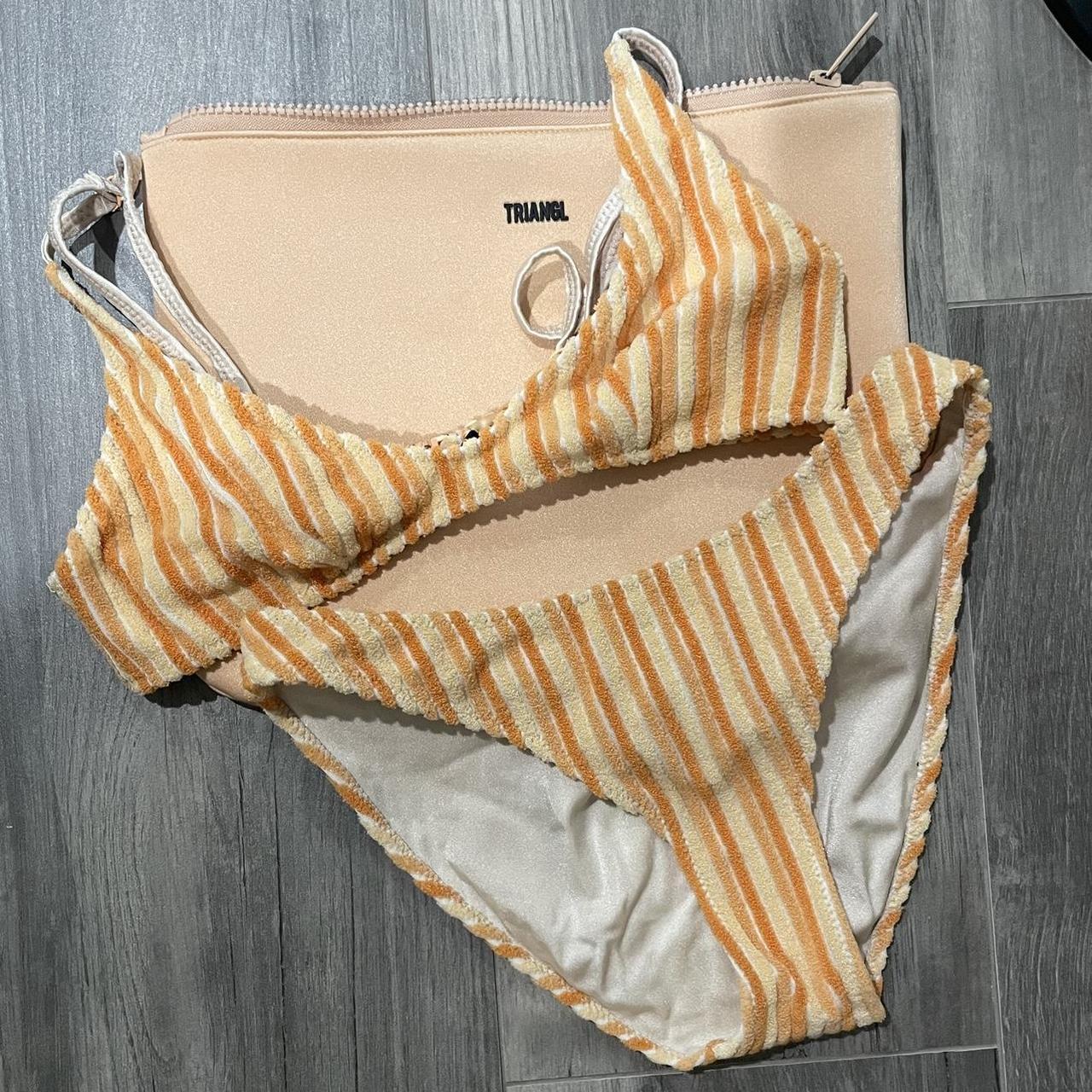 Triangl orange stripe Maya shape bikini set Size XS - Depop