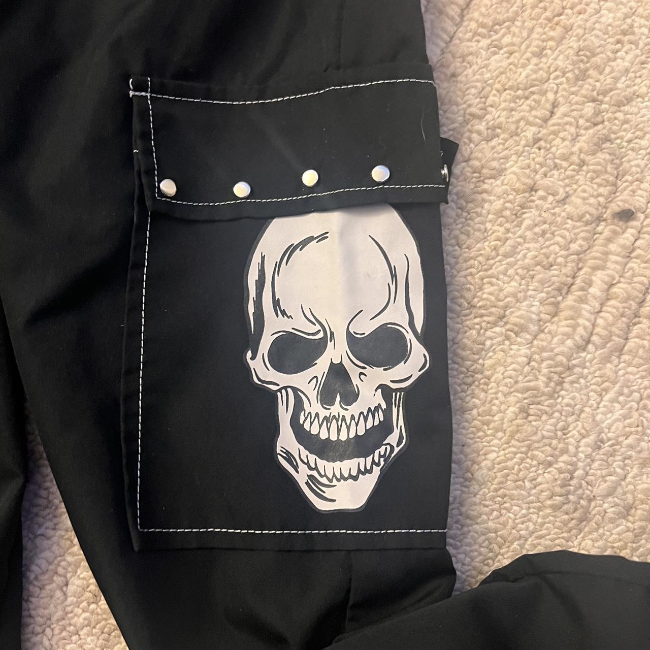 SHEIN pants White stitching / skull pocket Depop