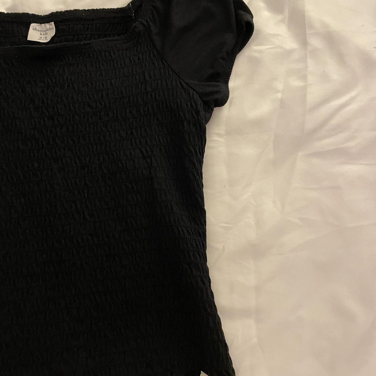 abercrombie kids size 15/16 puff sleeve black top... - Depop