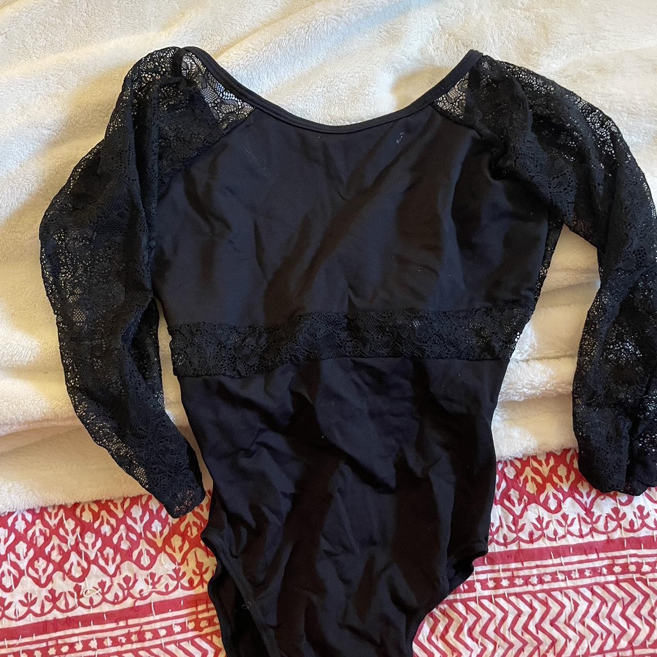 Black Lace Mesh Long Sleeve Bodysuit
