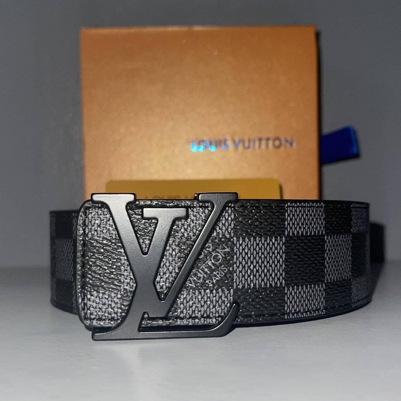 Black buckle checkerboard Louis Vuitton belt, the... - Depop