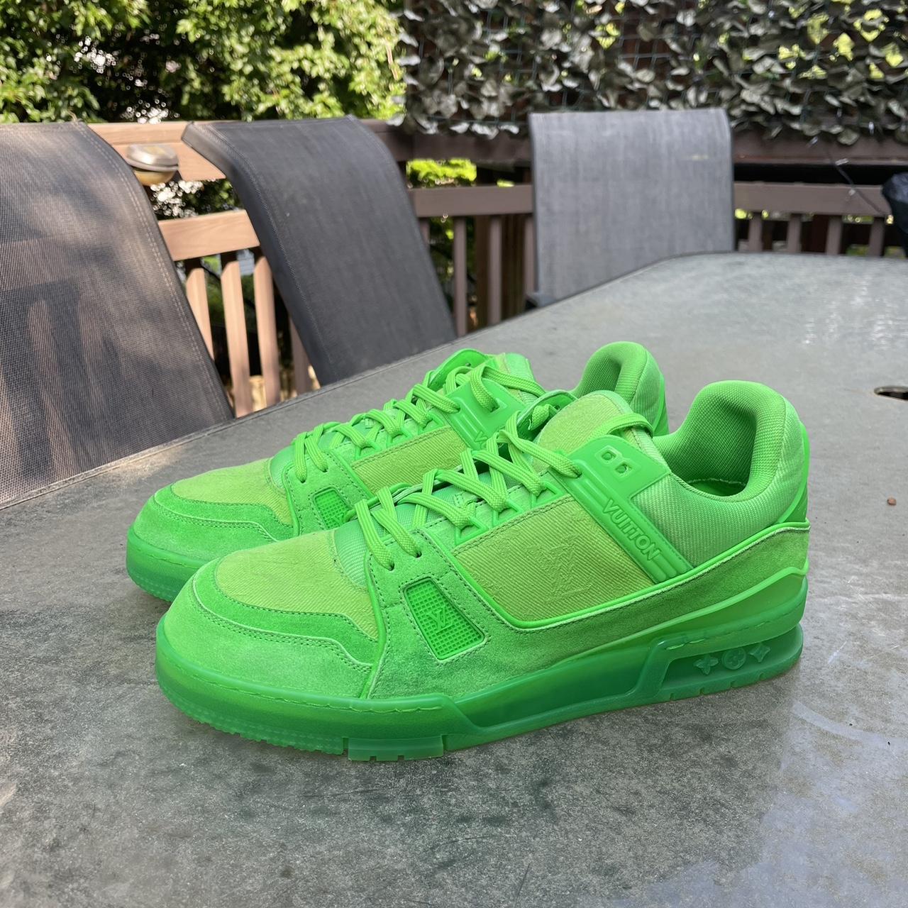 LOUIS VUITTON Neon Green 'LV Trainer' Sneakers,