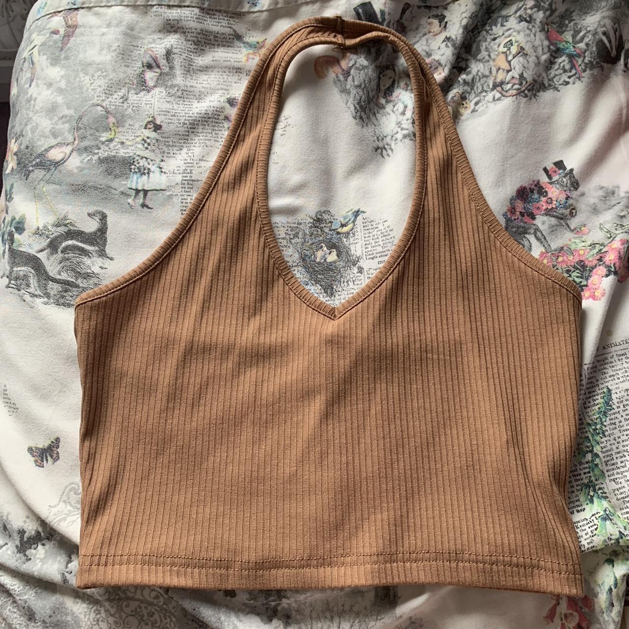 Shein brown loop neck crop top Size XS but will... Depop