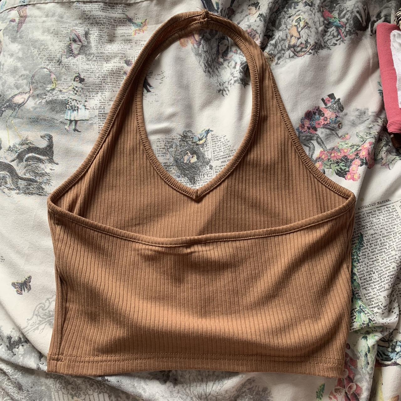 Shein brown loop neck crop top Size XS but will... Depop