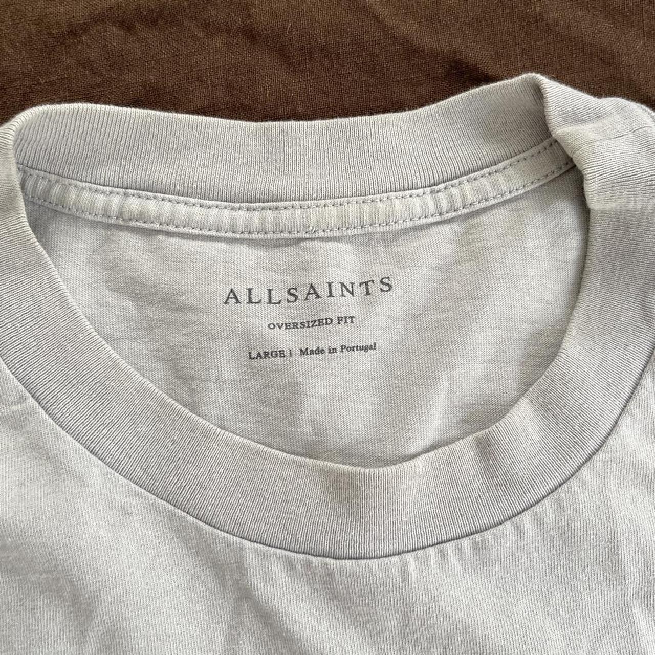 AllSaints Men's Cream and Grey T-shirt | Depop