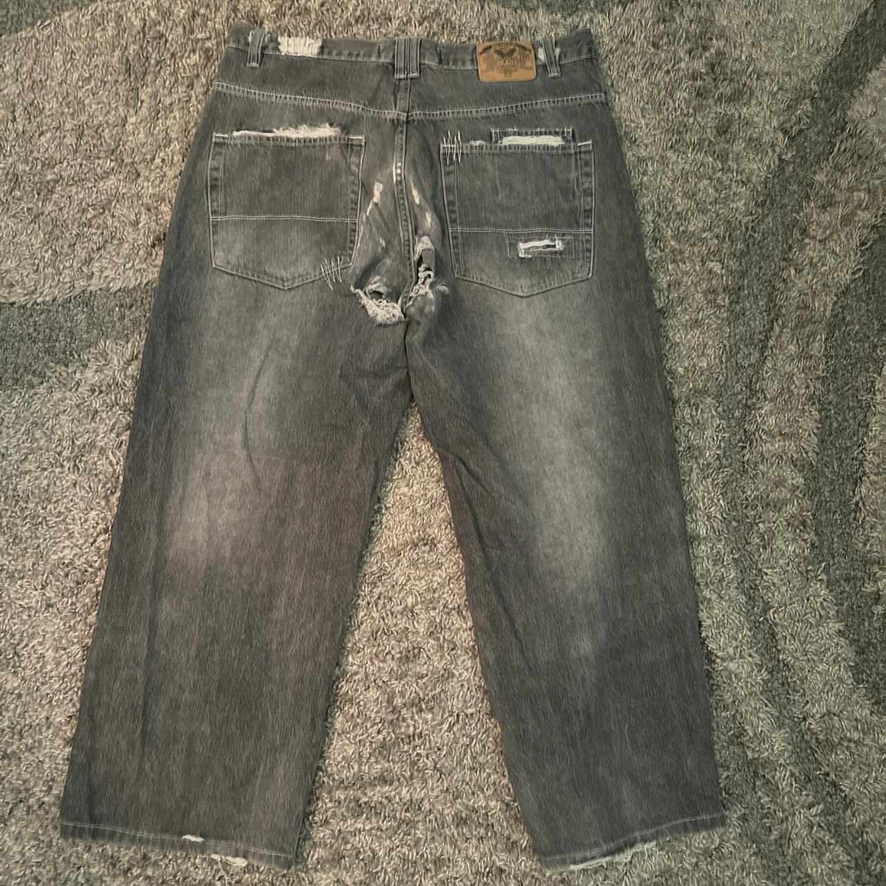 Avirex Baggy Faded Black Jeans Supper Distressed Y2k... - Depop