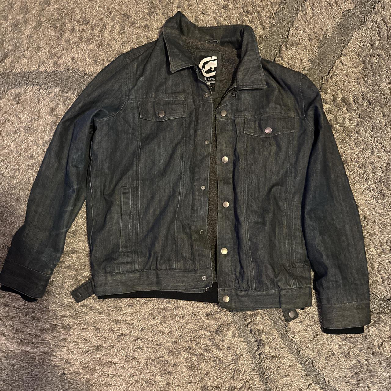 Denim fur-jacket-y2k - Depop