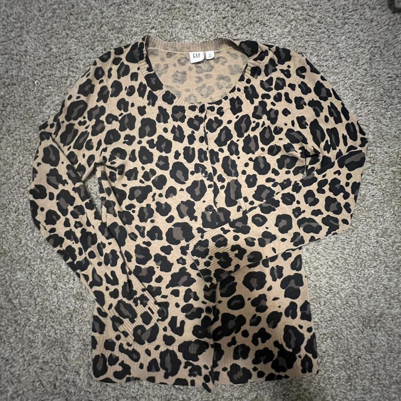 Gap Leopard cardigan size XS Will fit fitted on a. Depop