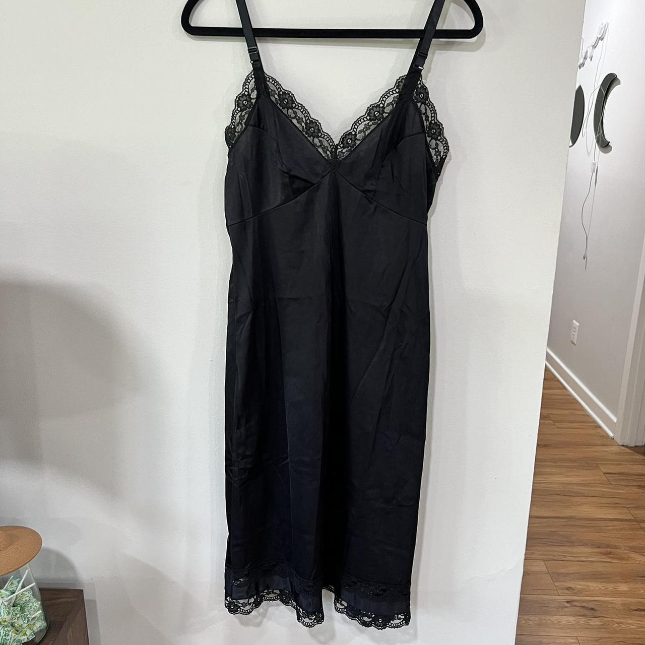 Black Lace Slip Dress Black lace strip dress in... - Depop