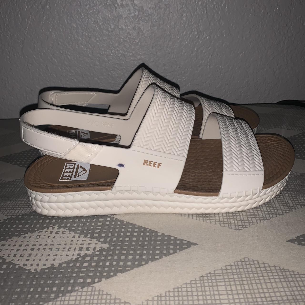Reef Women's White and Tan Sandals | Depop