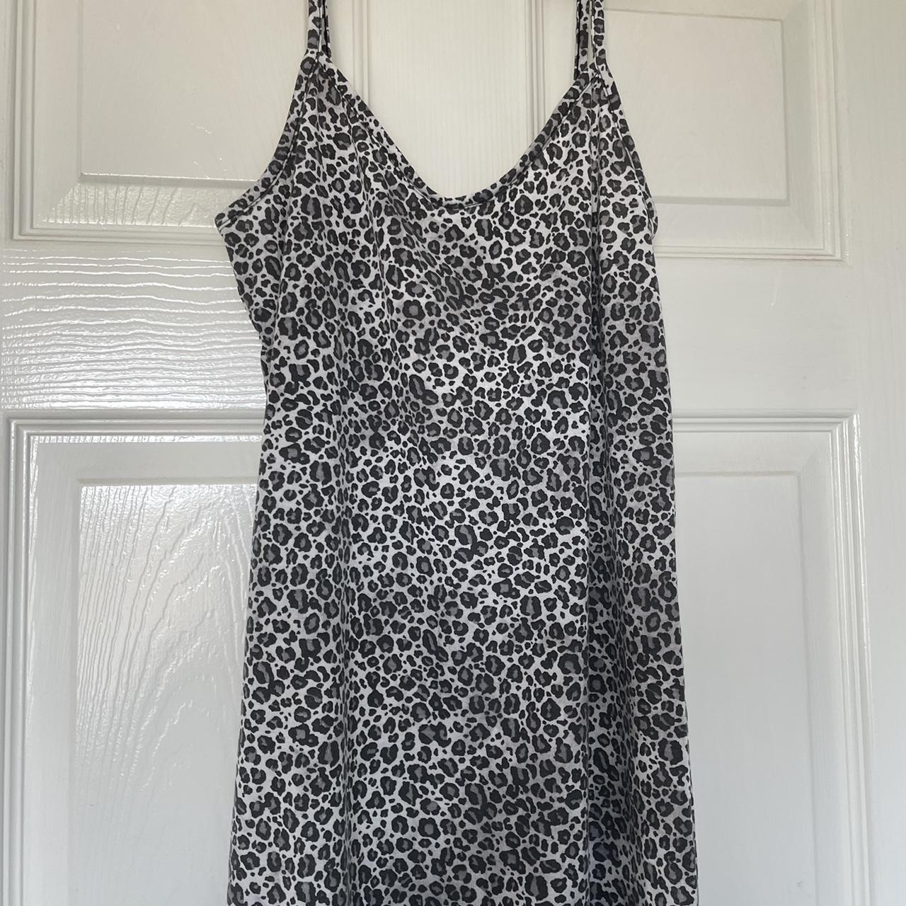 Boohoo Black and white leopard print midi dress with... - Depop