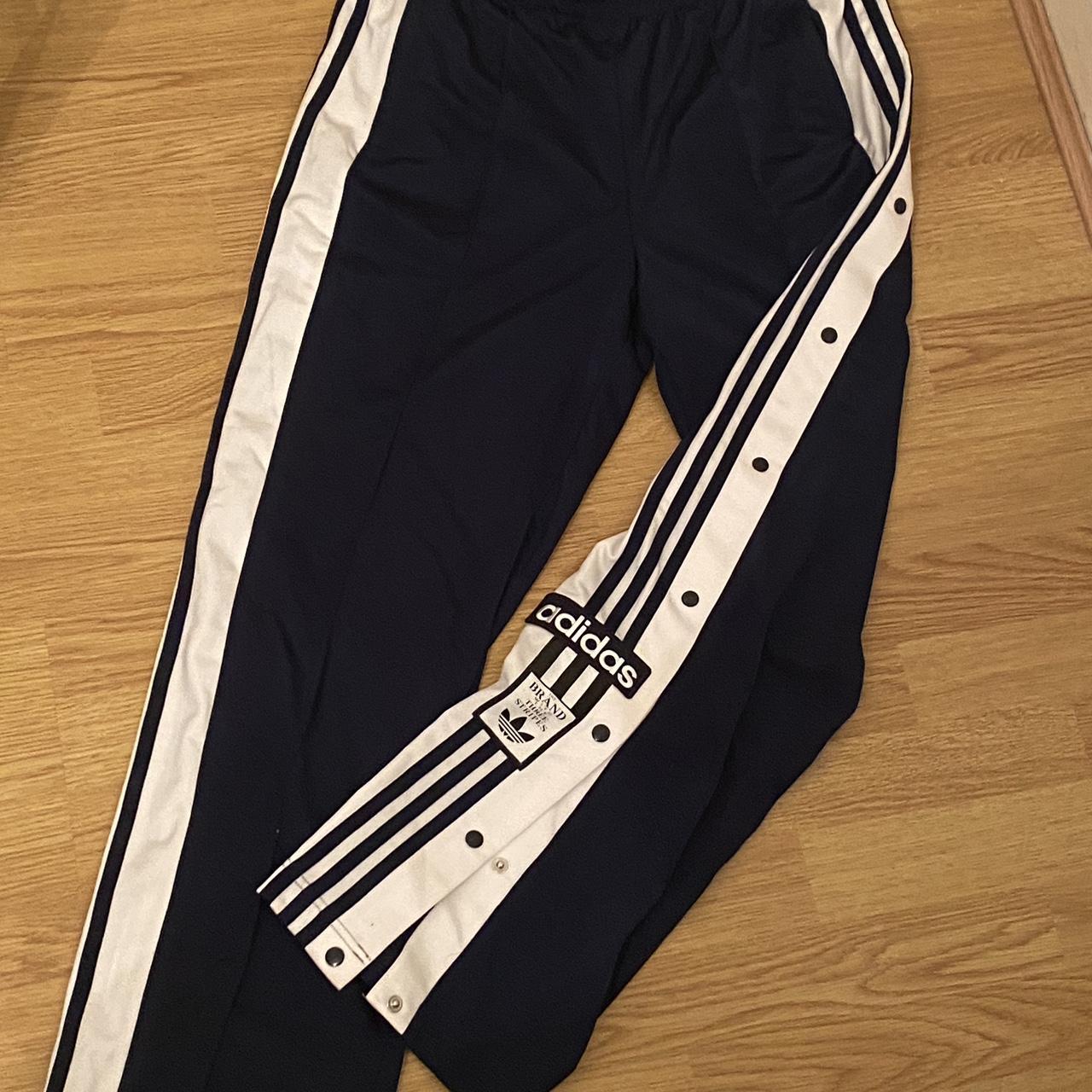 90s vintage dark blue adidas popper trousers