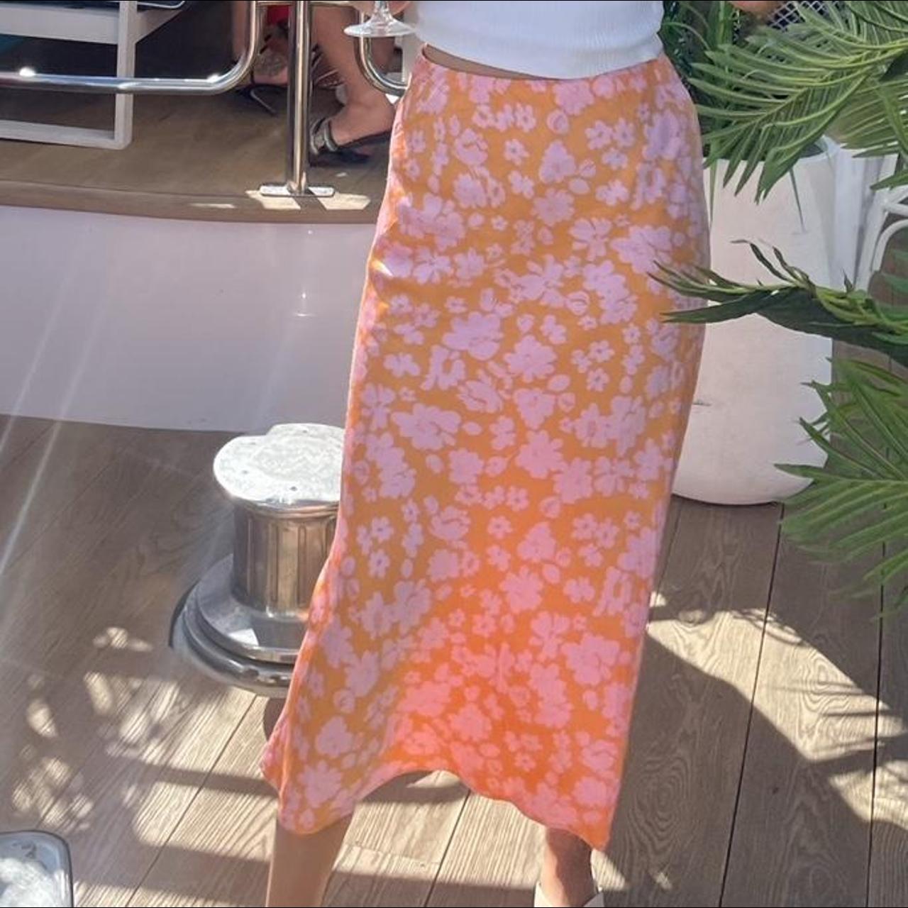 Ghanda pink and orange long skirt, brought in... Depop