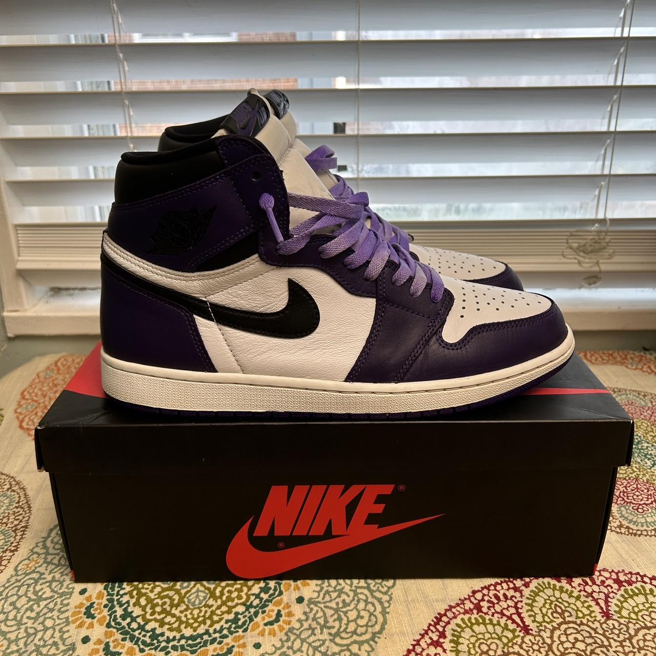purple and gray jordans