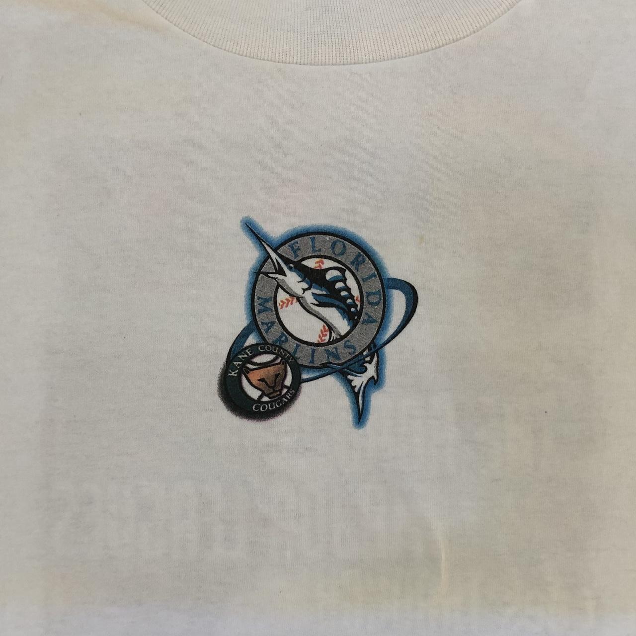 Vintage Florida Marlins Embroidered Tee Logo 7 Size - Depop