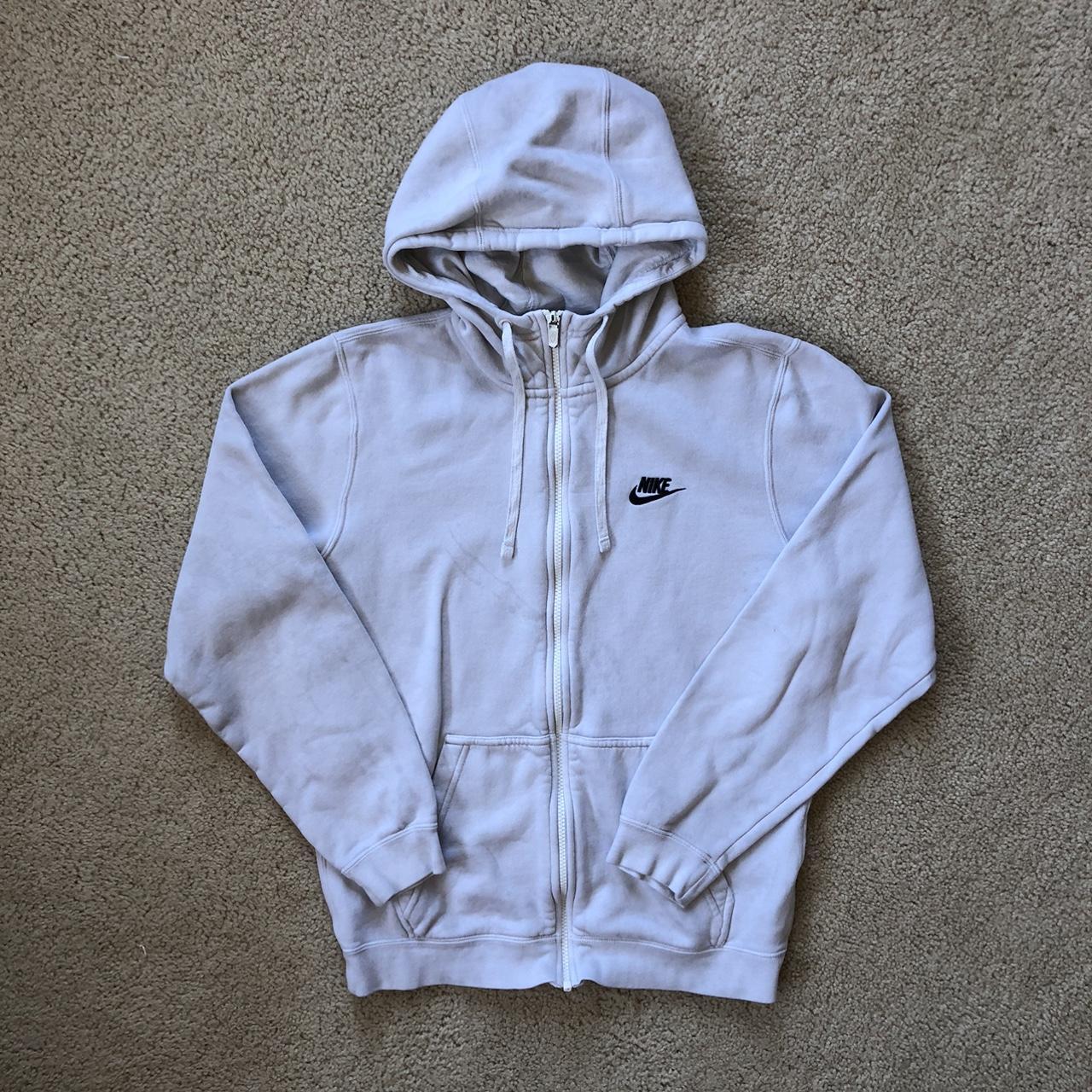 White Nike Zip up Hoodie - Color: White Conditions:... - Depop