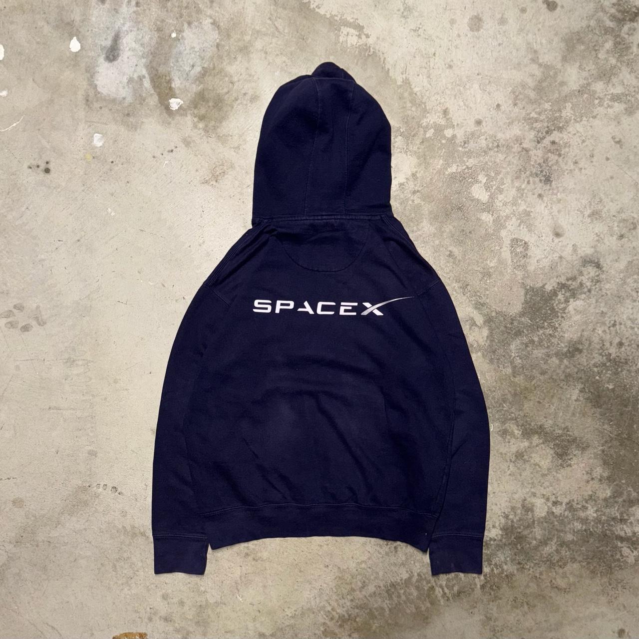 Tesla SpaceX Graphic Hoodie - Color: Navy - Depop