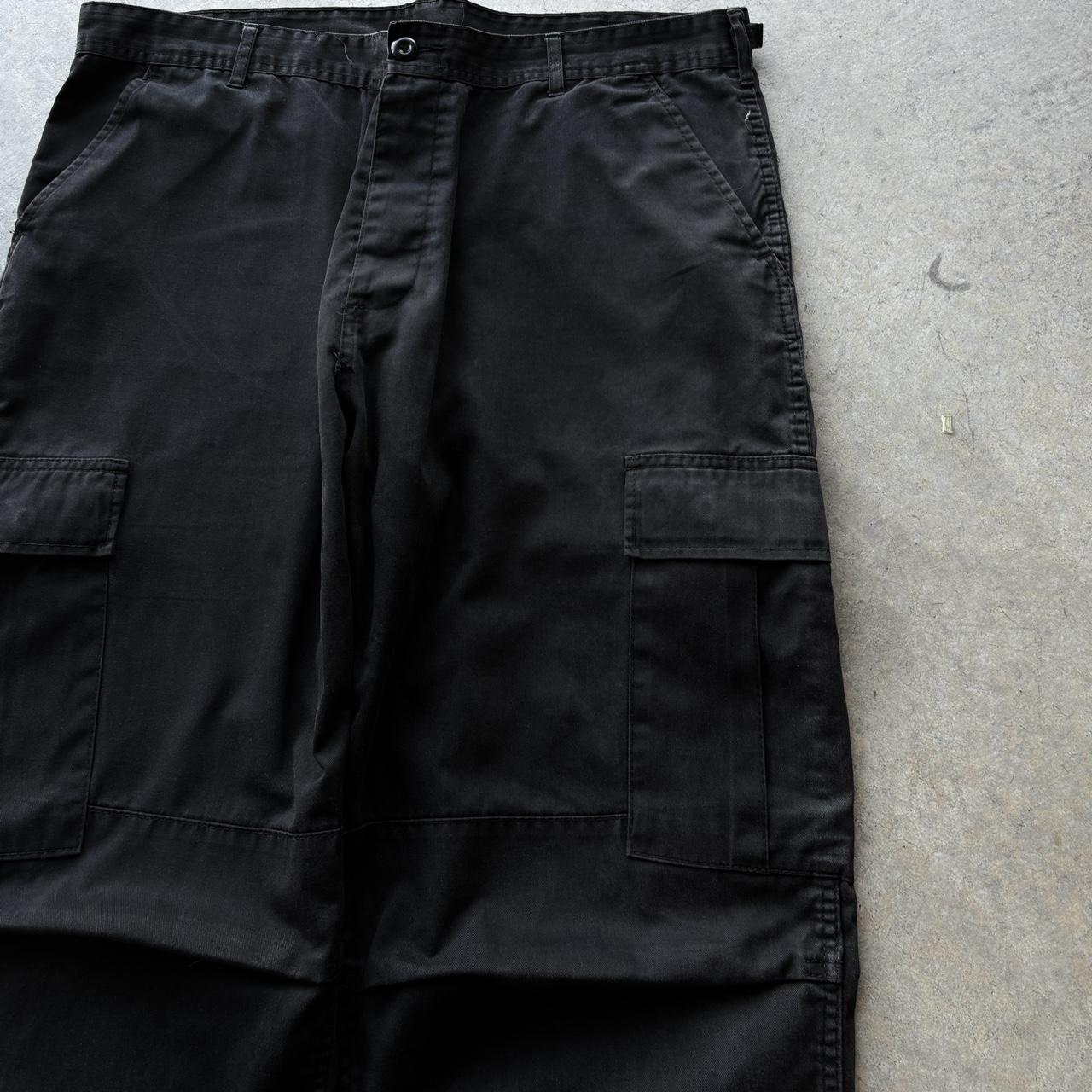 Y2k cyber grunge baggy black cargos 2000s baggy... - Depop