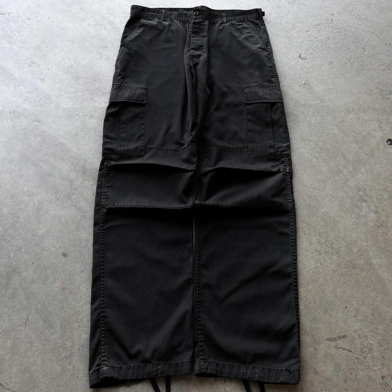 Y2k cyber grunge baggy black cargos 2000s baggy... - Depop