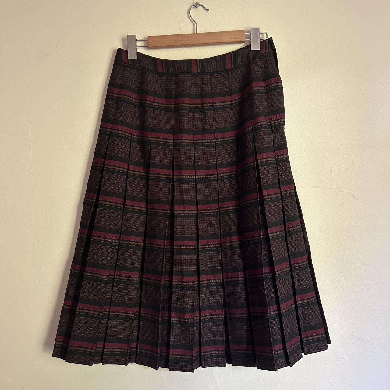 Classic 1960s Fletcher Jones pleated wool tartan... - Depop