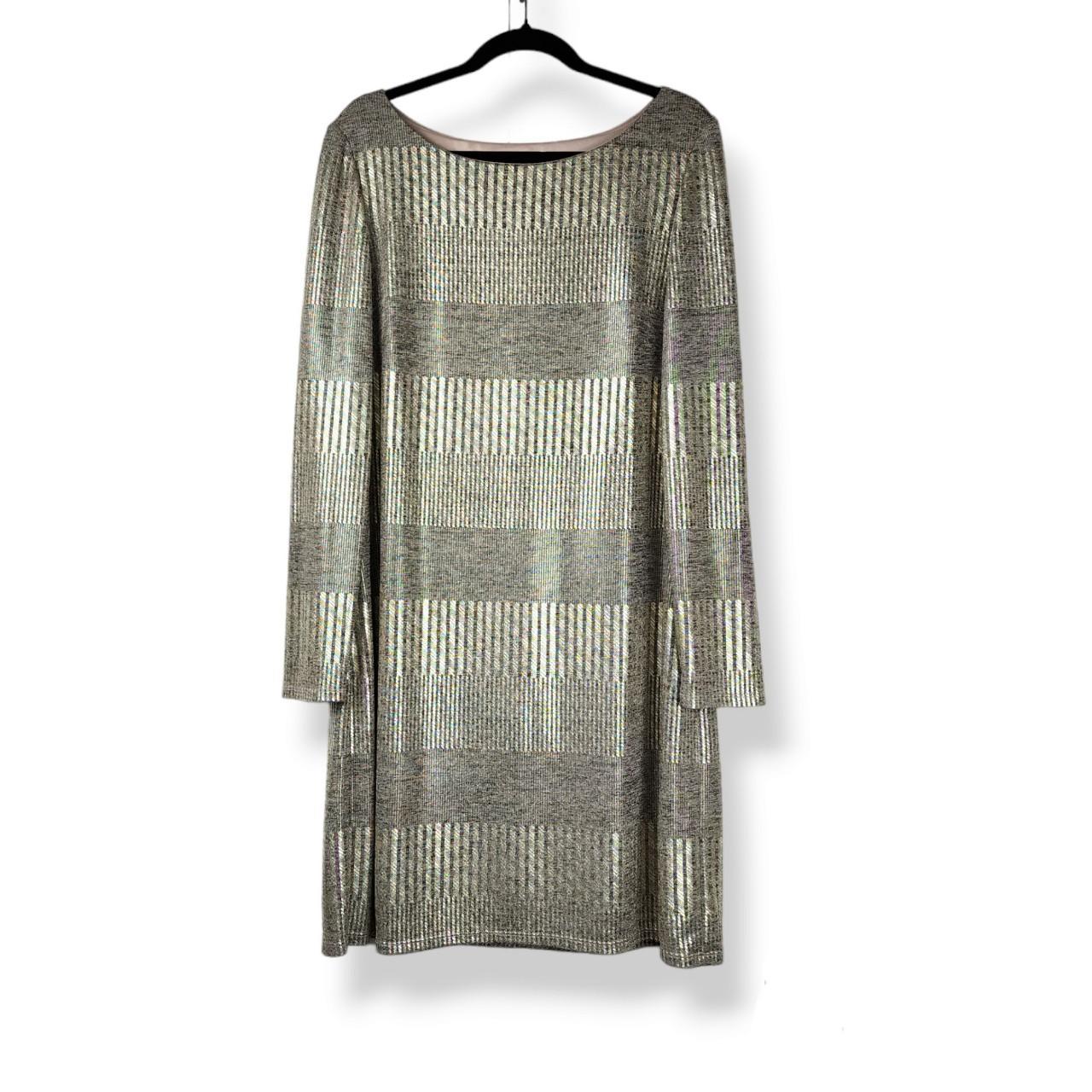 Jessica Howard Metallic Gold Long Sleeve Shift Dress