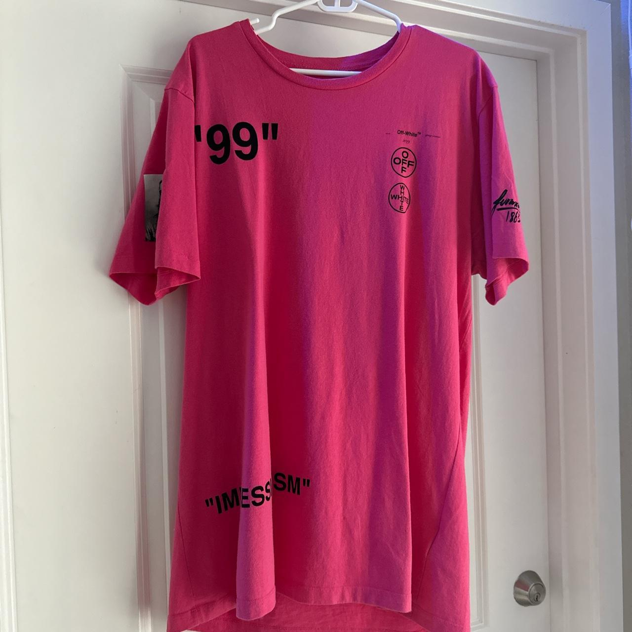 Pink off white t shirt best sale