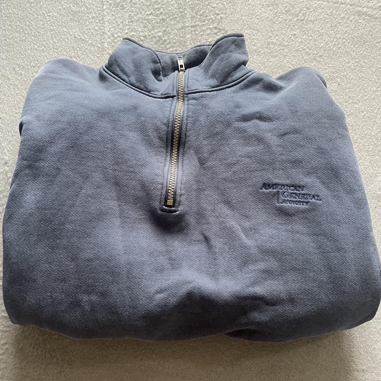 Cute dark blue half zip sweatshirt size Medium... - Depop