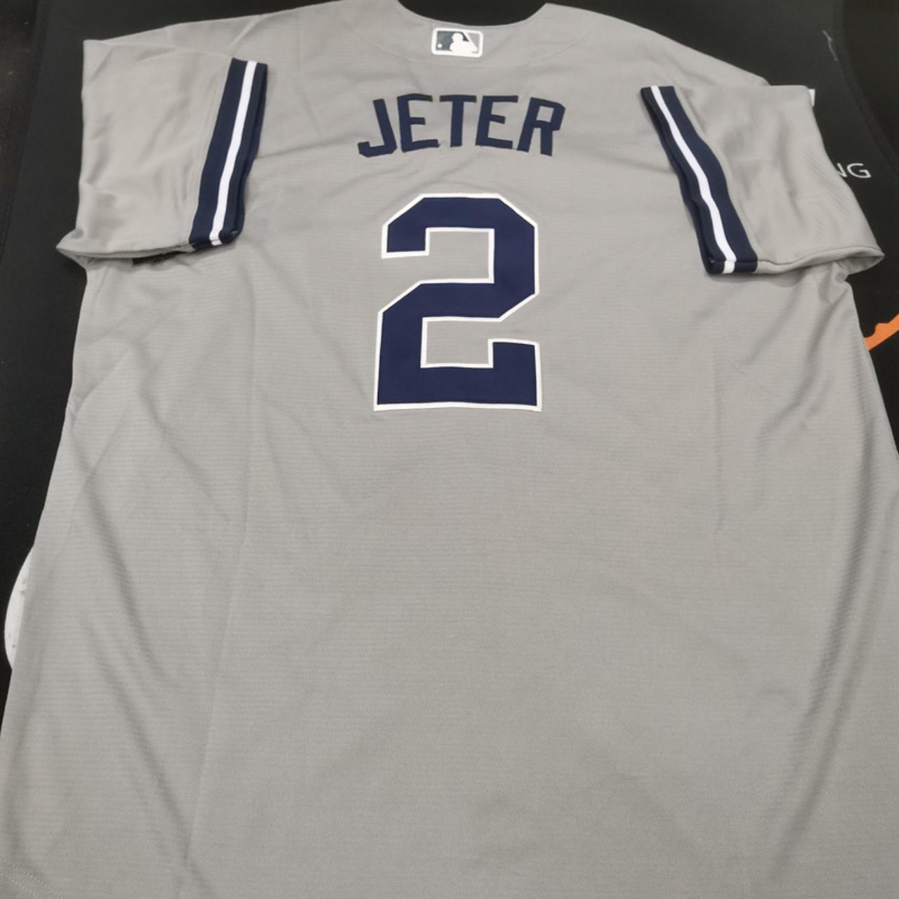 Nike Men's New York Yankees Derek Jeter #2 Gray Cool Base Jersey