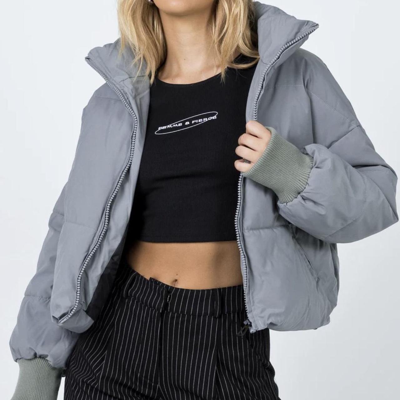 Princess Polly Women's Puffer Jacket Grey/Blue S – Princess