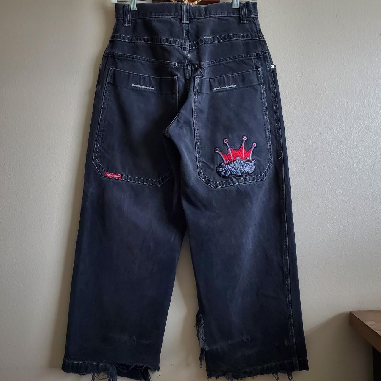 JNCO Men's Black and Red Trousers | Depop