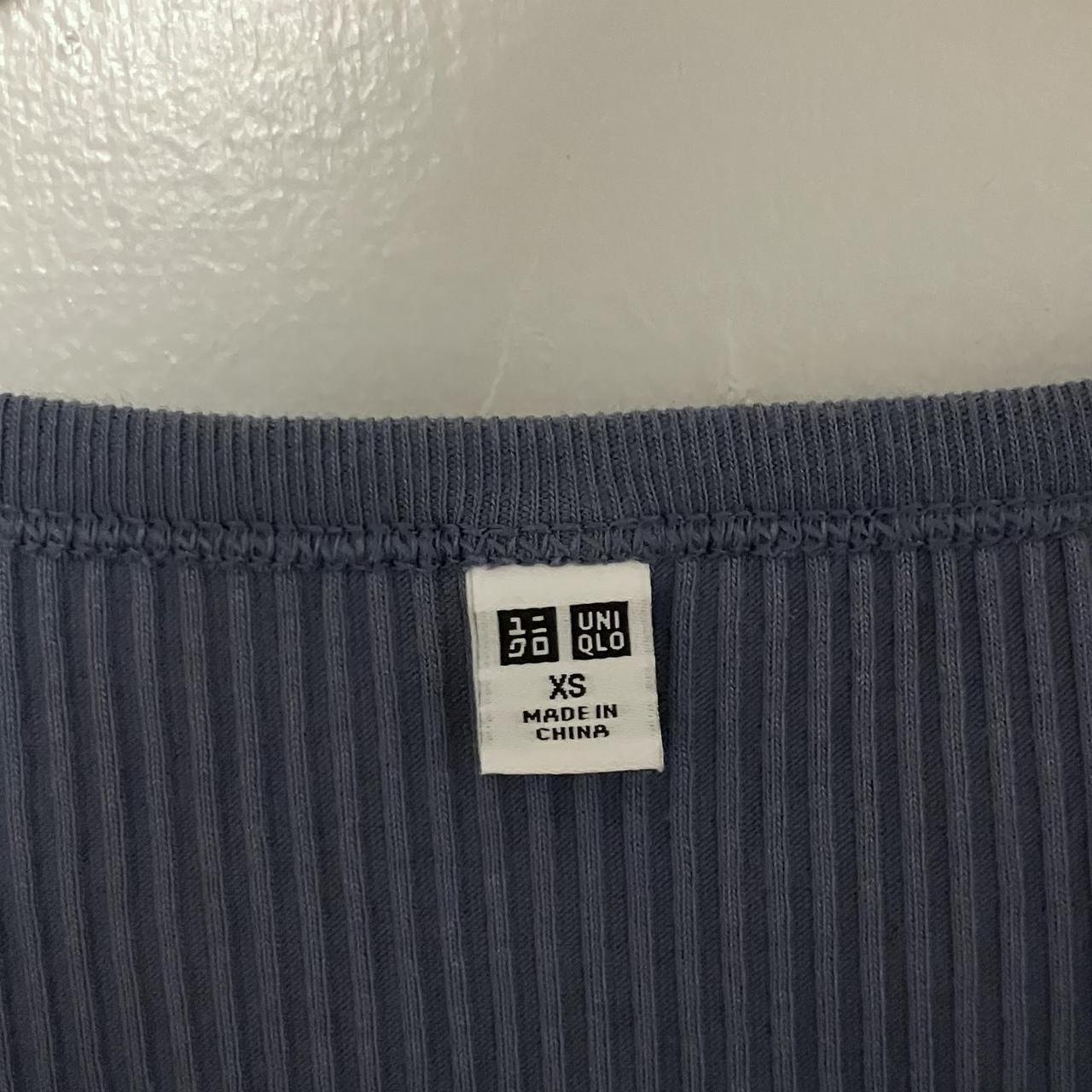 Uniqlo Ribbed Long Sleeve Button Crop Top Size:... - Depop