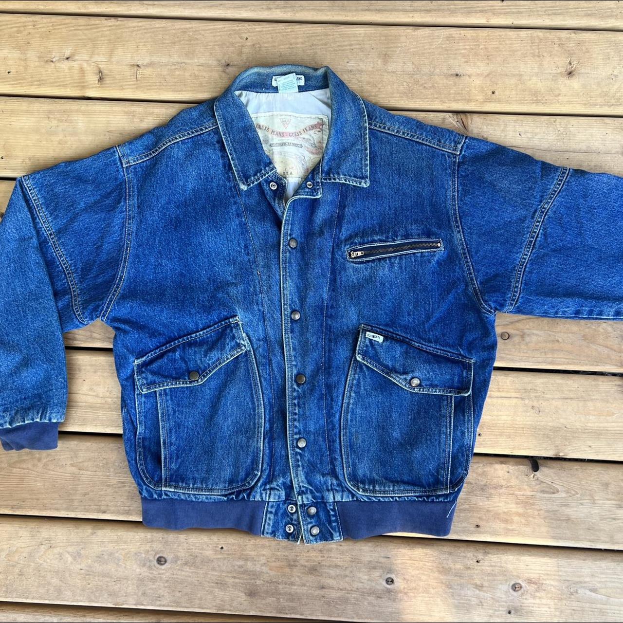 Guess denim bomber outlet jacket